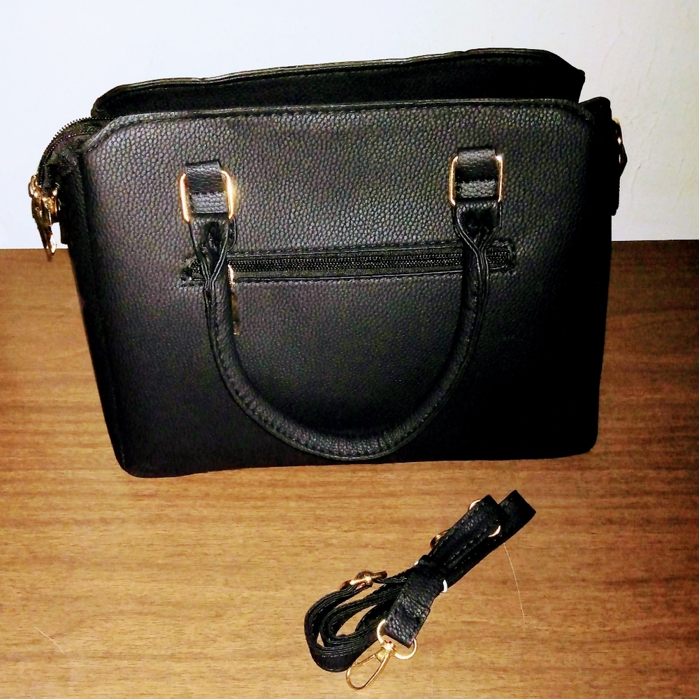 Brown vegan leather satchel /crossbody handbag NWOT